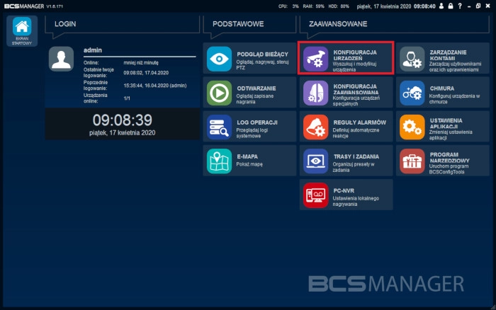Dodawanie urządzeń z serii Point/Line/Basic/View do BCS Manager'a