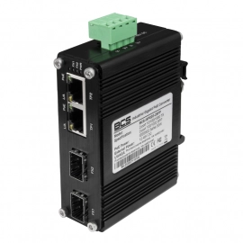 BCS-ISP02G-2SFP BCS 2 portowy przemysłowy switch PoE na szynę DIN Uplink