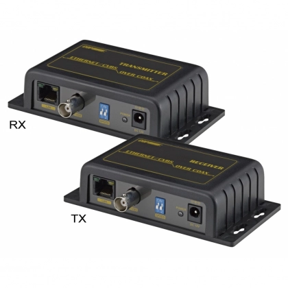 15-EOC02K- zestaw do jednoczesnej transmisji sygnału ethernet i analogowego po kablu koncentrycznym, zasięg do 500 metrów