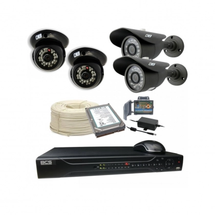 zestaw cctv 5 - 2 kamery wew. + 2 zew. 600 linii IR 20m WDR
