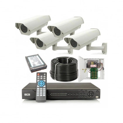zestaw cctv 9 - 4 kamer zew. kompaktowe w obudowach 650 linii WDR Effio