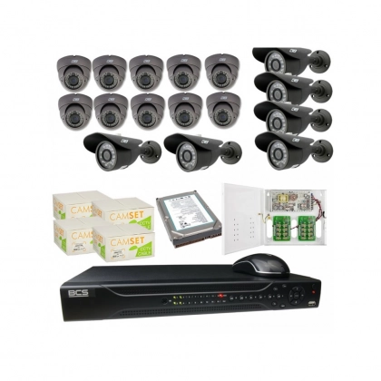 zestaw cctv 19 - 10 kamer wew. + 6 zew. 600 linii 3,6mm IR 30m WDR