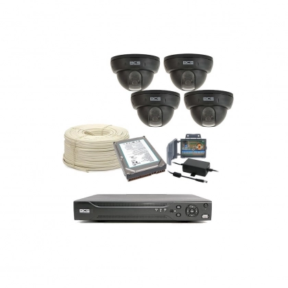 zestaw cctv 1 - 4 kamery kopułkowe wew. 600 linii