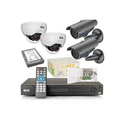 zestaw cctv 6 - 2 kamery wew. + 2 zew. komplet BCS