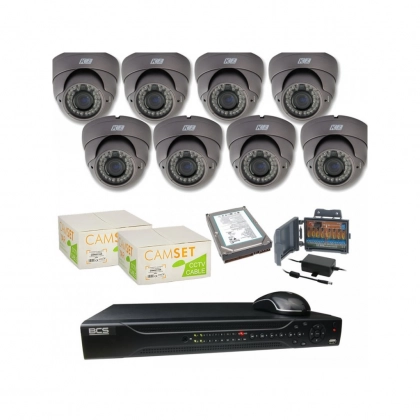 zestaw cctv 12 - 8 kamer wew. 600 linii IR 30m 2,8-12mm WDR wandalo