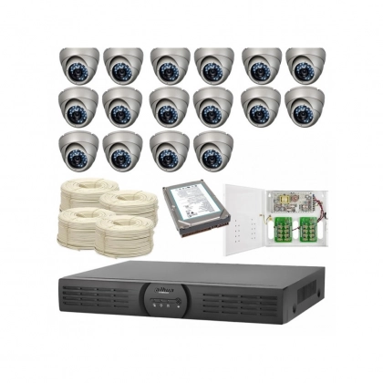 zestaw cctv 18 - 16 kamer kopułkowych 650 linii IR 20m
