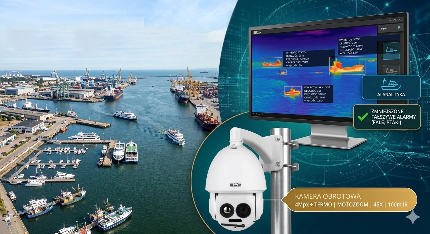 Inteligentna detekcja statków z kamerą BCS Line - monitoring portów i przystani wodnych